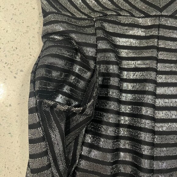 Revolve MINKPINK Size M GLIMMER OF HOPE BLACK SILVER METALLIC STRIPED ROMPER - Picture 7 of 14
